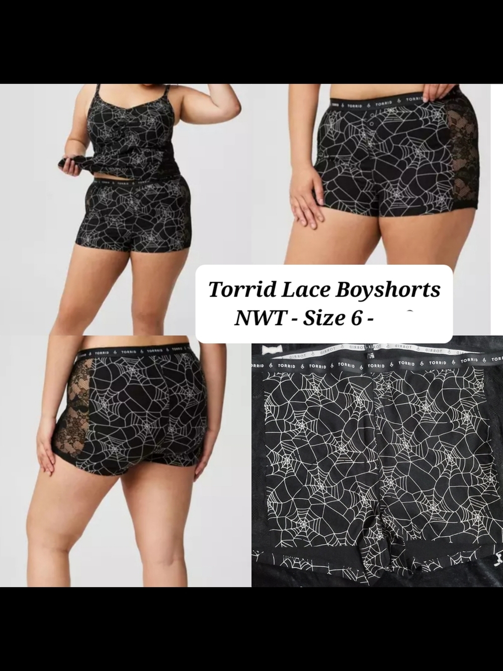 torrid Black Spiderweb Lace Boyshorts
